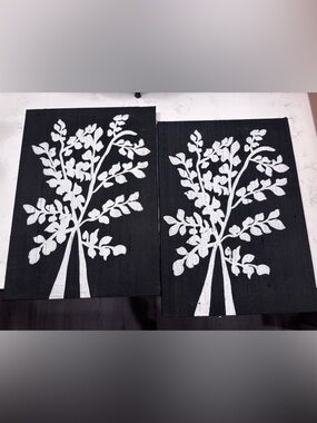 Black & White Canvas Panel Botanical Wall Art Pair